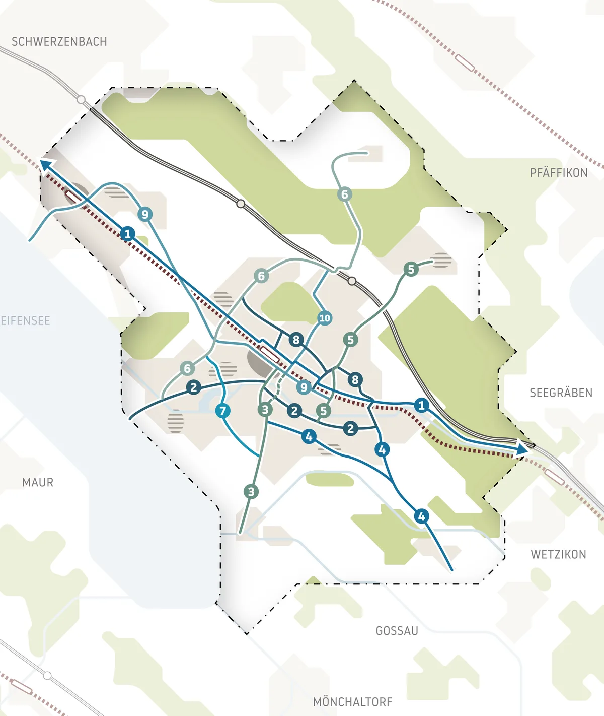 Das Velo-Netz der Stadt Uster soll in den nächsten Jahren weiter wachsen. Für drei Abschnitte läuft aktuell die Vorstudie.  Velonetz der Stadt Uster
